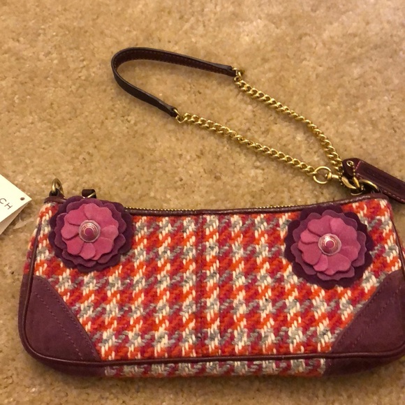 Coach Shoulder Bag Chevron Size OS Color Purple Orange - Picture 9 of 10